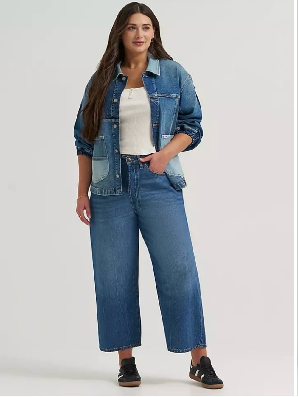 NWT Lee Women’s Cropped Wide Leg Jeans Size 12 31 Waist Button Fly Relaxed Fit
